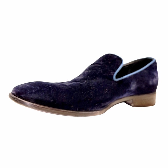 Saks Fifth Avenue Velvet Loafers Made in Italy Navy Blue Size 10M Luxury Slip-On - Picture 9 of 15